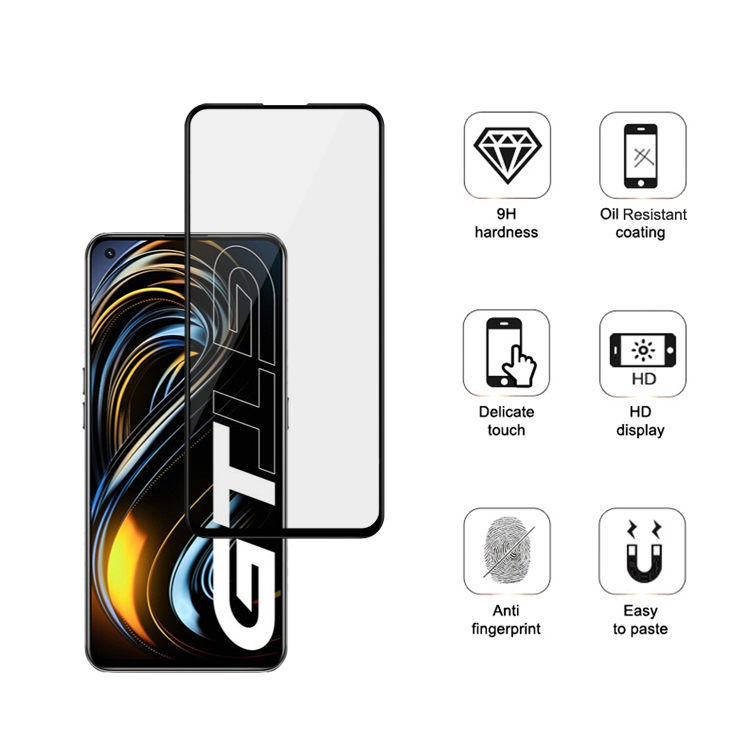 Dlix 3D hot bending edge glue tempered glass screen protector for Realme GT