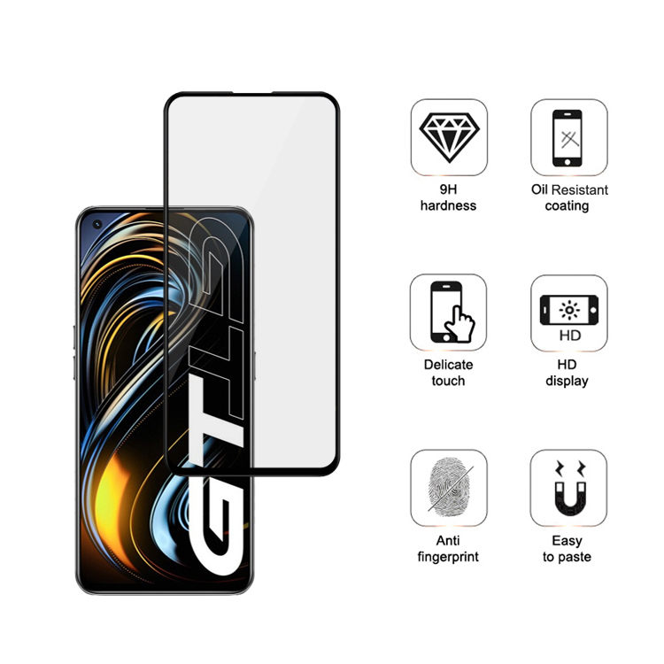 Dlix 2.5D silk print full glue tempered glass screen protector for Realme GT