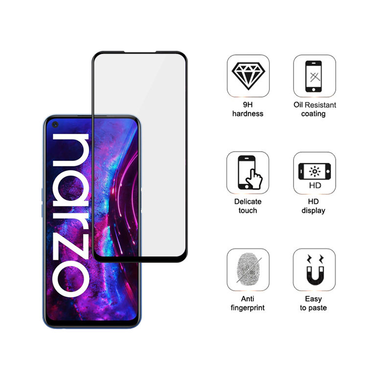 Dlix 2.5D silk print full glue tempered glass screen protector for Realme Narzo 30 Pro