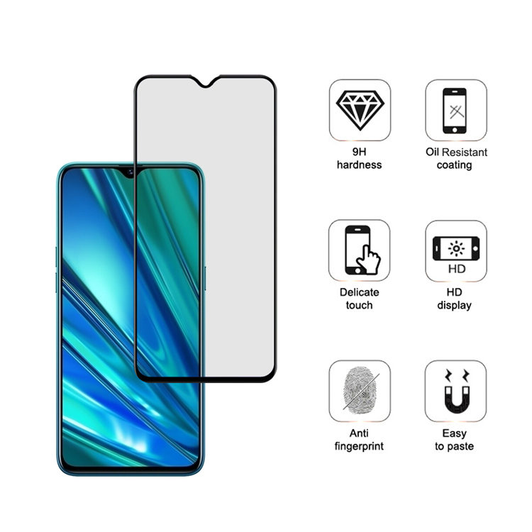 Dlix 2.5D silk print full glue tempered glass screen protector for Realme Q