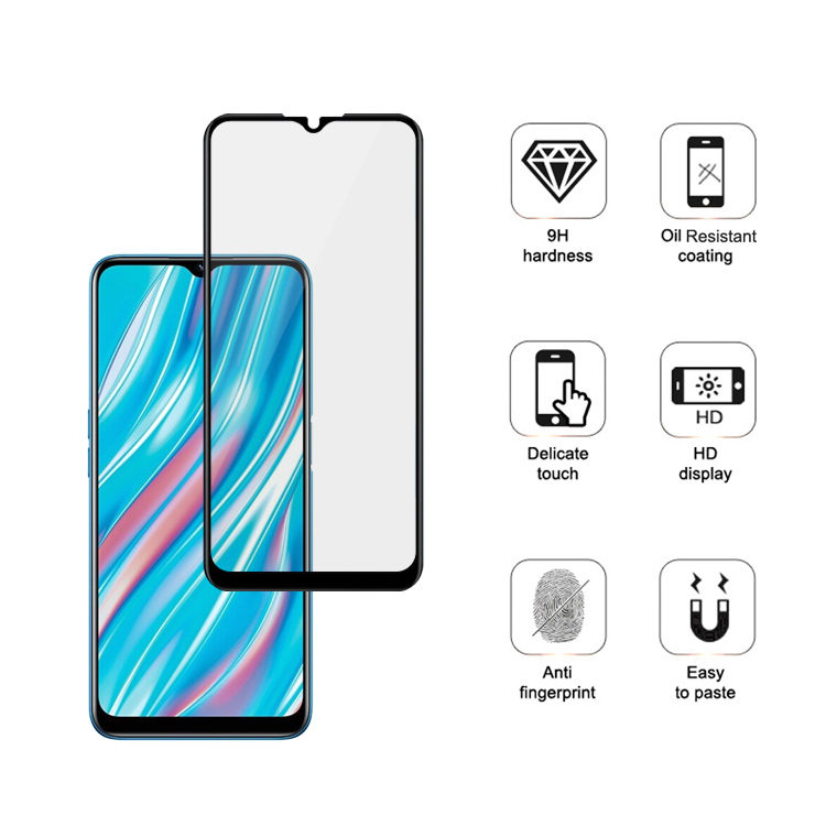 Dlix 2.5D silk print full glue tempered glass screen protector for Realme V11