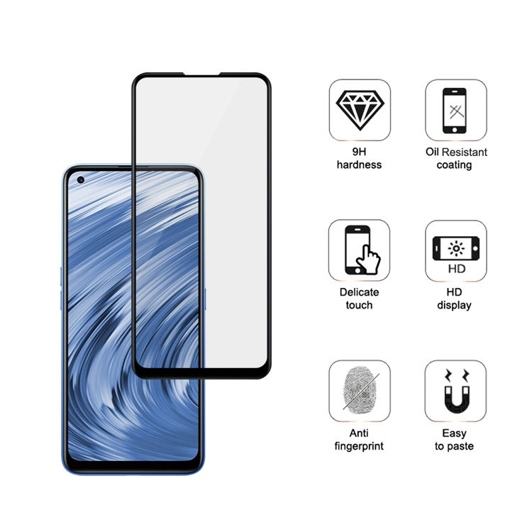 Dlix 3D hot bending full glue tempered glass screen protector for Realme V15