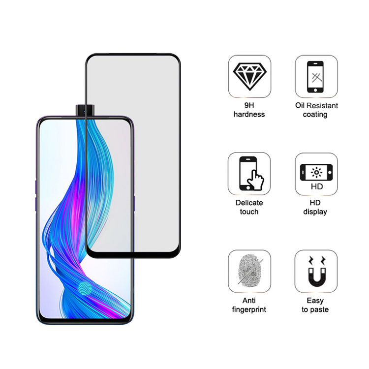 Dlix 3D hot bending full glue tempered glass screen protector for Realme X