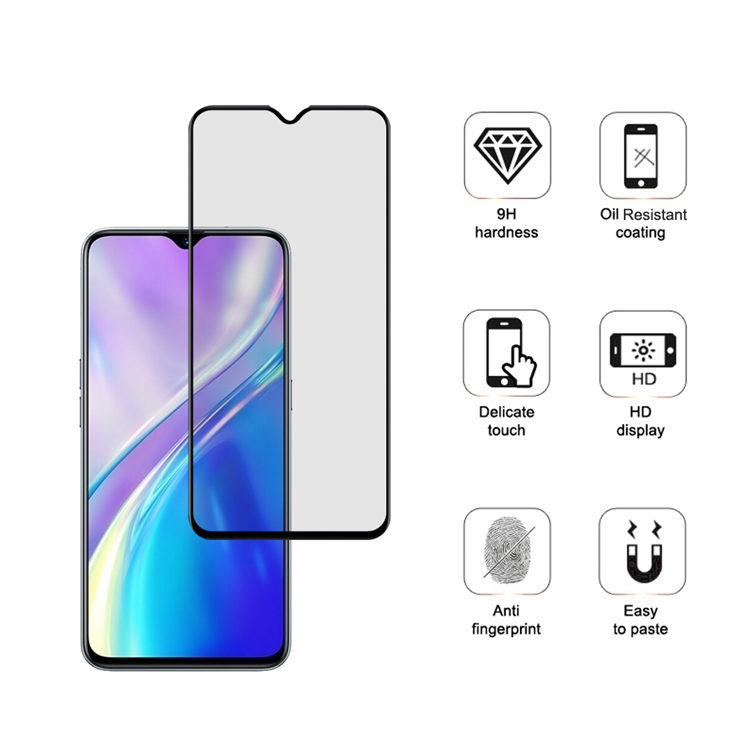 Dlix 2.5D silk print full glue tempered glass screen protector for Realme X2