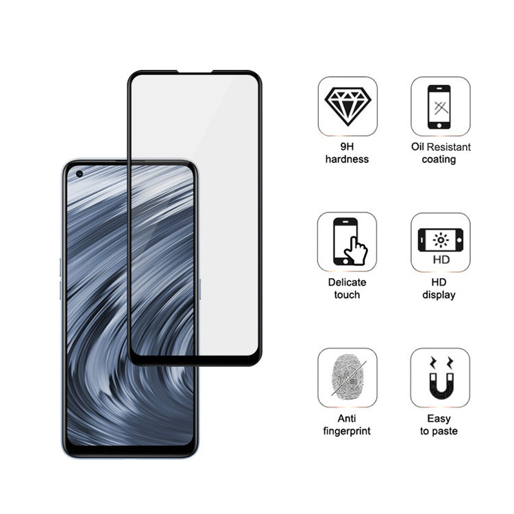 Dlix 2.5D silk print full glue tempered glass screen protector for Realme X9