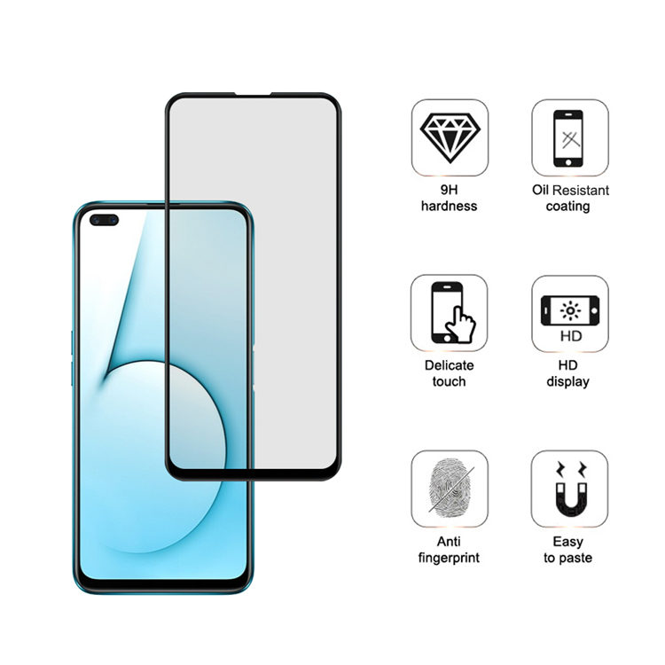 Dlix 2.5D silk print full glue tempered glass screen protector for Realme X50