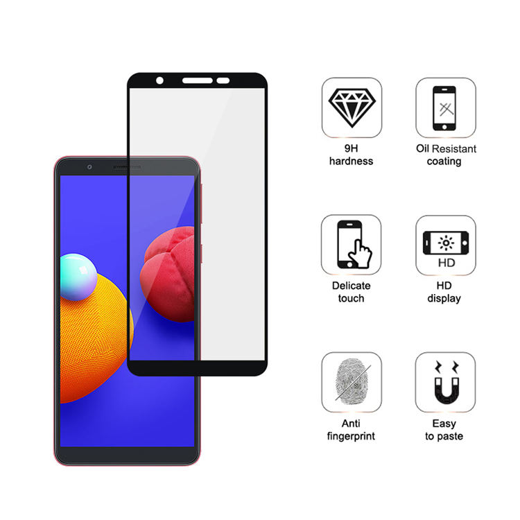 Dlix 2.5D silk print full glue tempered glass screen protector for Samsung Galaxy A01 Core