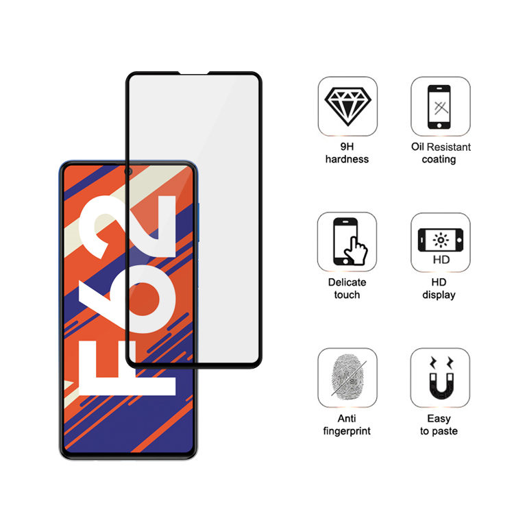 Dlix 2.5D silk print full glue tempered glass screen protector for Samsung Galaxy F62