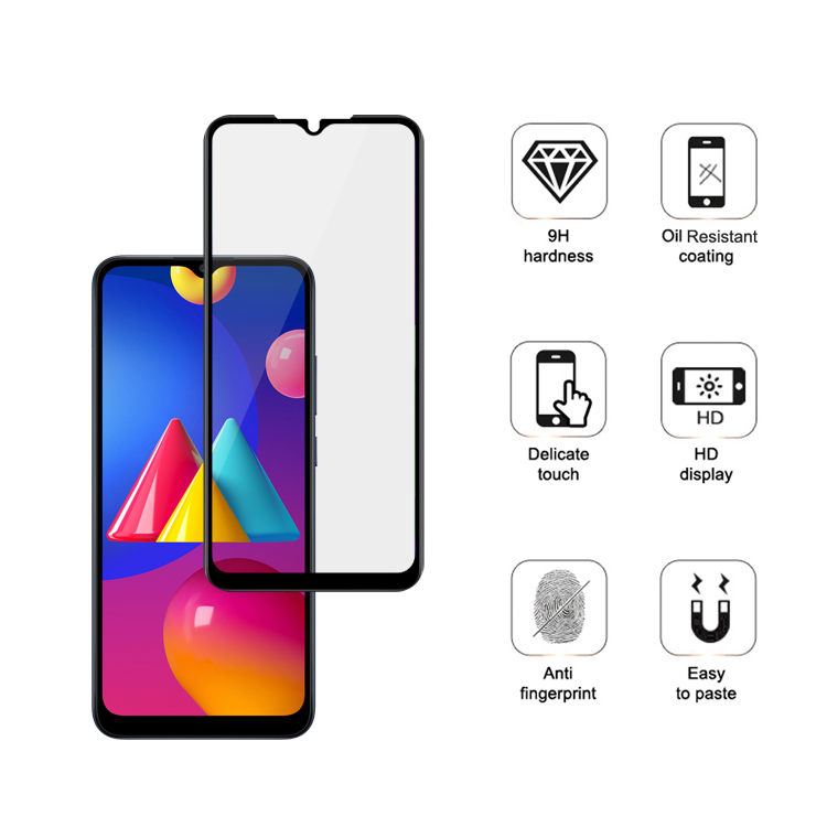 Dlix 2.5D silk print full glue tempered glass screen protector for Samsung Galaxy M02S