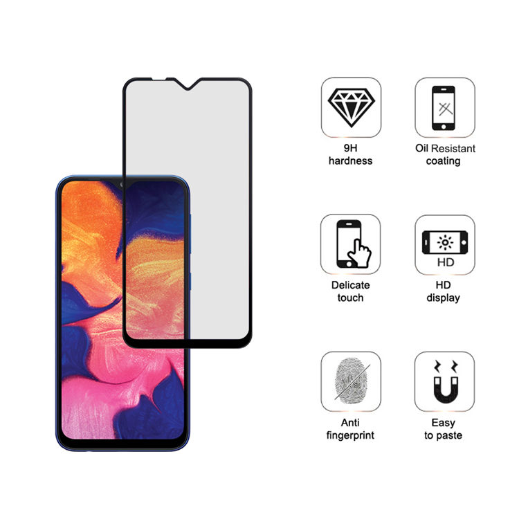 Dlix 2.5D silk print full glue tempered glass screen protector for Samsung Galaxy A10