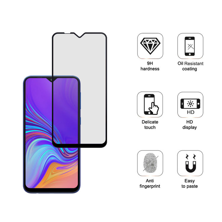 Dlix 2.5D silk print full glue tempered glass screen protector for Samsung Galaxy A20