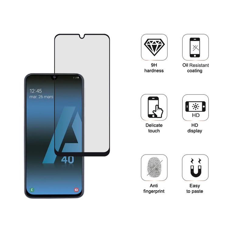 Dlix 3D hot bending full glue tempered glass screen protector for Samsung Galaxy A40