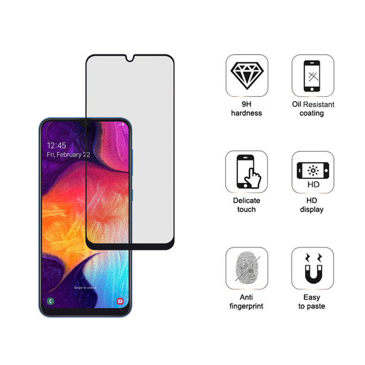 Dlix 3D hot bending full glue tempered glass screen protector for Samsung Galaxy A50