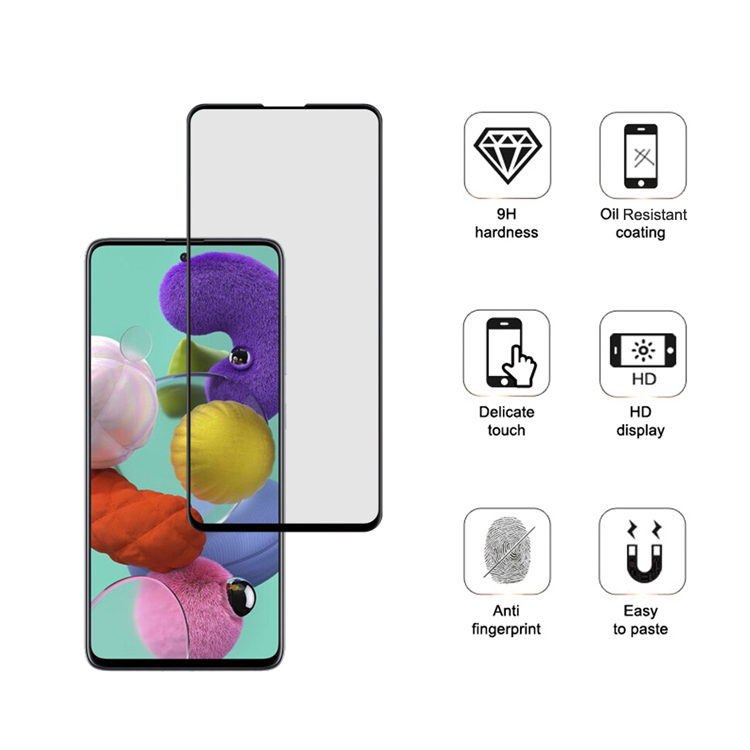 Dlix 2.5D silk print full glue tempered glass screen protector for Samsung Galaxy A51