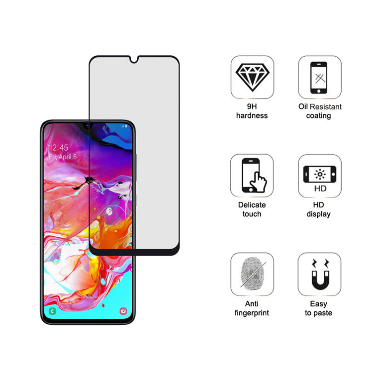 Dlix 3D hot bending full glue tempered glass screen protector for Samsung Galaxy A70