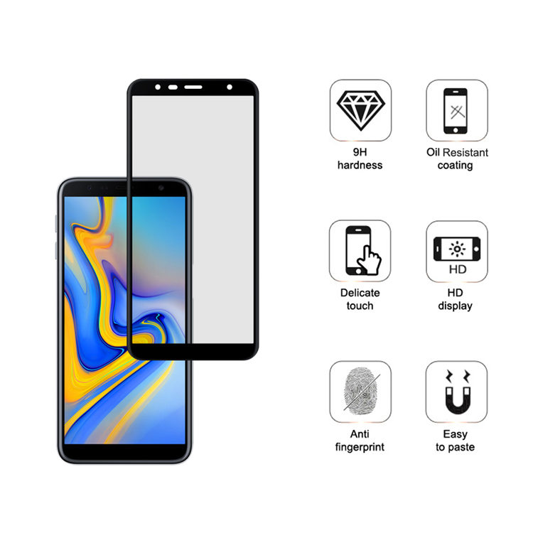 Dlix 2.5D silk print full glue tempered glass screen protector for Samsung Galaxy J4 Plus