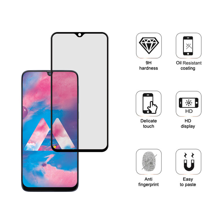 Dlix 2.5D silk print full glue tempered glass screen protector for Samsung Galaxy M30