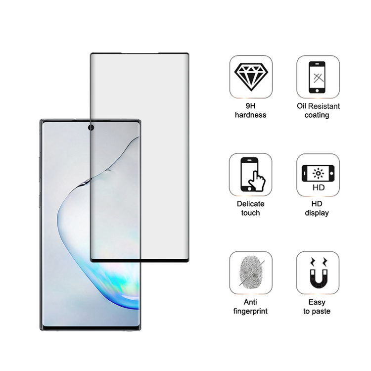 Dlix 3D hot bending edge glue tempered glass screen protector for Samsung Galaxy Note 10