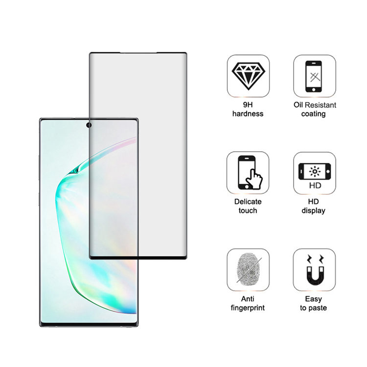 Dlix 3D hot bending edge glue tempered glass screen protector for Samsung Galaxy Note 10+