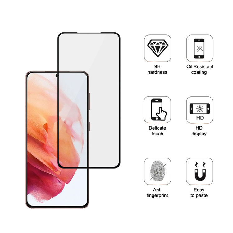Dlix 2.5D silk print full glue tempered glass screen protector for Samsung Galaxy S21