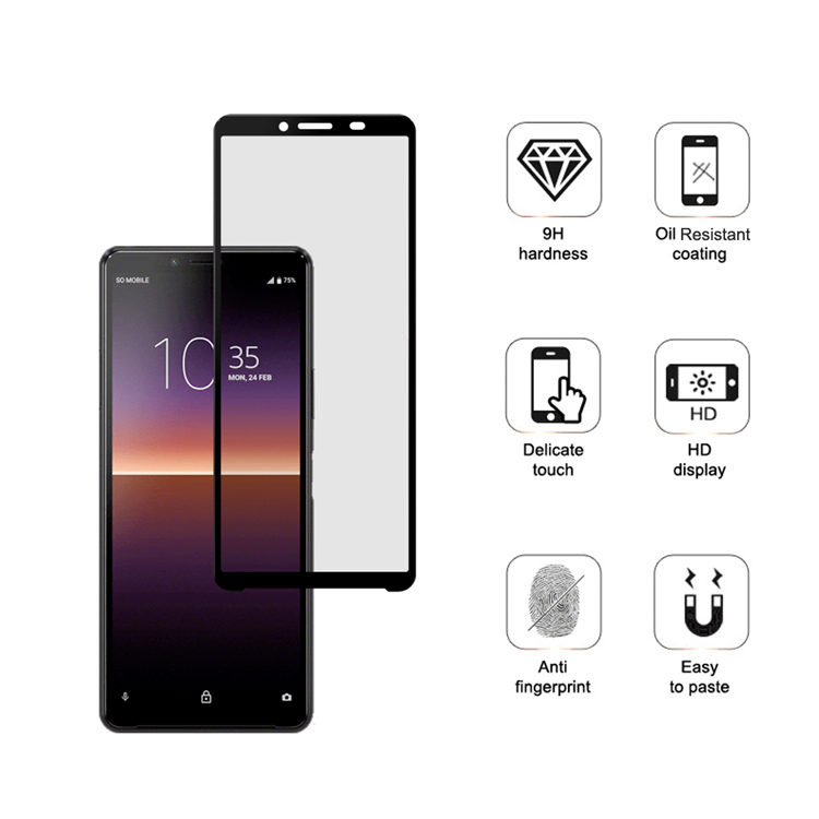 Dlix 2.5D silk print full glue tempered glass screen protector for Sony Xperia 10 ll