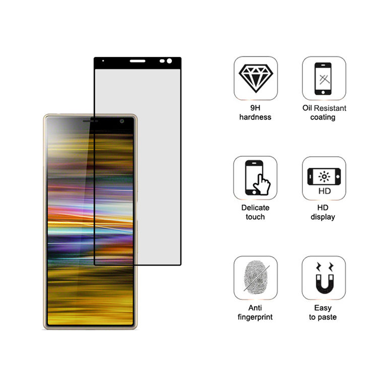 Dlix 2.5D silk print full glue tempered glass screen protector for Sony Xperia 10 Plus