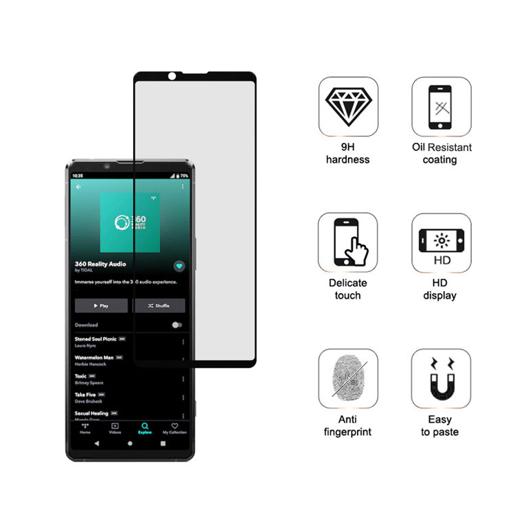 Dlix 2.5D silk print full glue tempered glass screen protector for Sony Xperia 1 ll