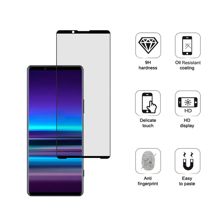 Dlix 2.5D silk print full glue tempered glass screen protector for Sony Xperia 5 Plus
