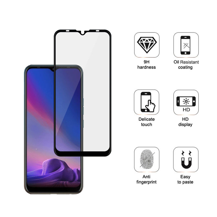 Dlix 2.5D silk print full glue tempered glass screen protector for Tecno Camon 12