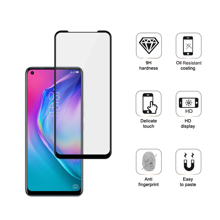 Dlix 2.5D silk print full glue tempered glass screen protector for Tecno Camon 16