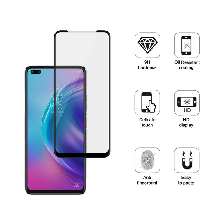 Dlix 2.5D silk print full glue tempered glass screen protector for Tecno Camon 16 Pro