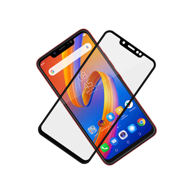 Dlix 2.5D silk print full glue tempered glass screen protector for Tecno Spark 3