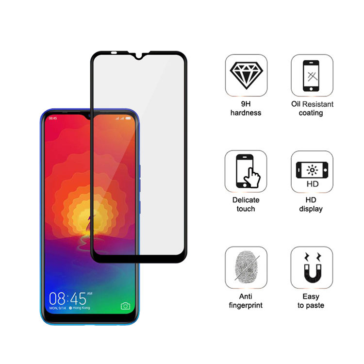 Dlix 2.5D silk print full glue tempered glass screen protector for Tecno Spark 4 Air