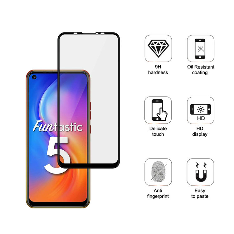 Dlix 2.5D silk print full glue tempered glass screen protector for Tecno Spark 5 Pro