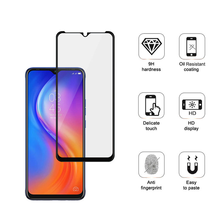 Dlix 2.5D silk print full glue tempered glass screen protector for Tecno Spark 6 Air