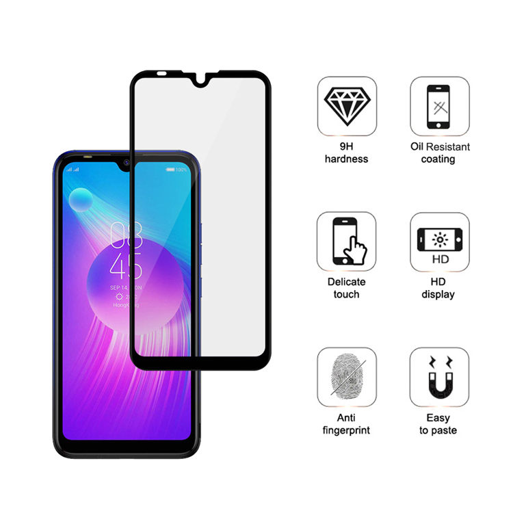 Dlix 2.5D silk print full glue tempered glass screen protector for Tecno Spark Go