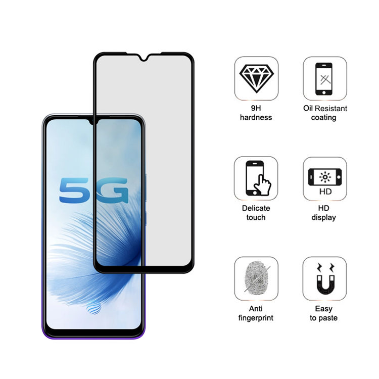 Dlix 2.5D silk print full glue tempered glass screen protector for Vivo S6