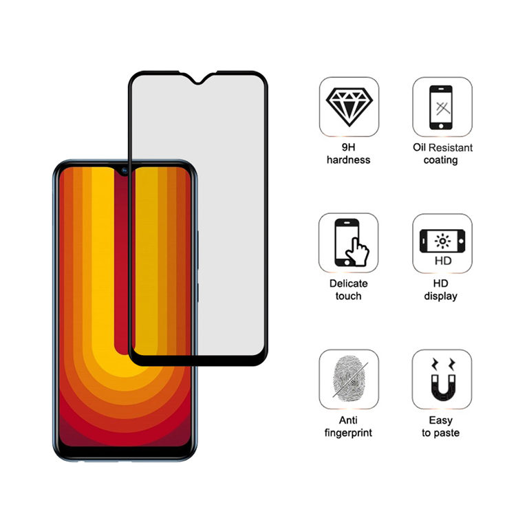 Dlix 2.5D silk print full glue tempered glass screen protector for Vivo U10