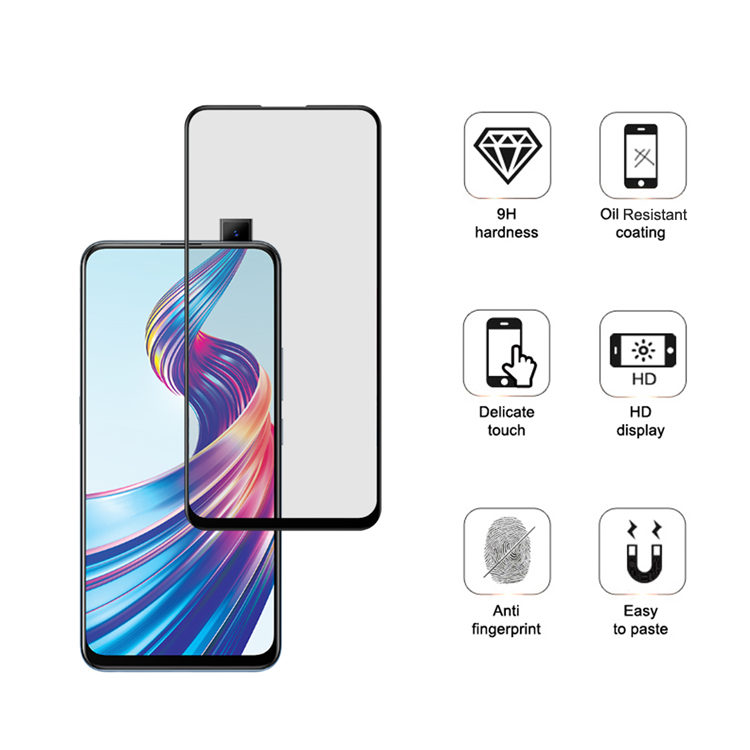 Dlix 2.5D silk print full glue tempered glass screen protector for Vivo V15