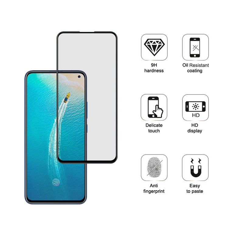 Dlix 3D hot bending edge glue tempered glass screen protector for Vivo V19