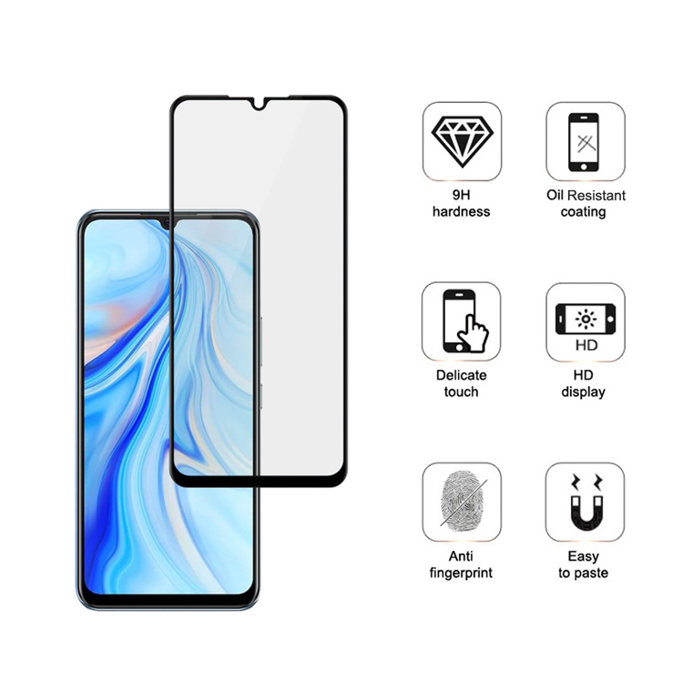 Dlix 2.5D silk print full glue tempered glass screen protector for Vivo V20 SE