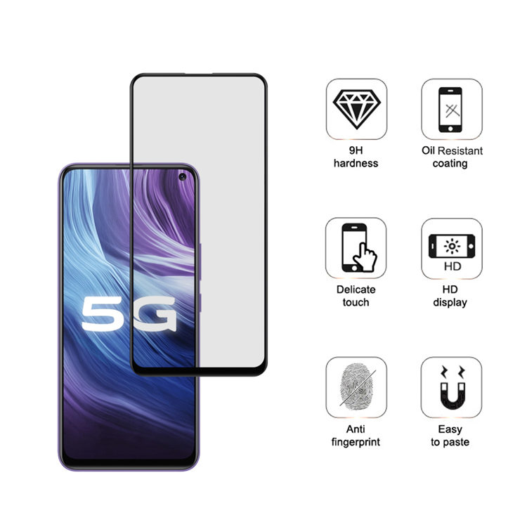 Dlix 2.5D silk print full glue tempered glass screen protector for Vivo Z6