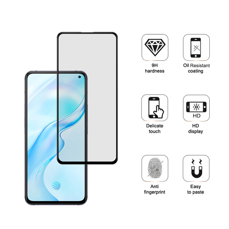 Dlix 2.5D silk print full glue tempered glass screen protector for Vivo X30
