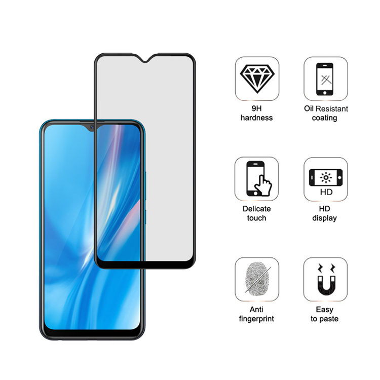 Dlix 2.5D silk print full glue tempered glass screen protector for Vivo Y11