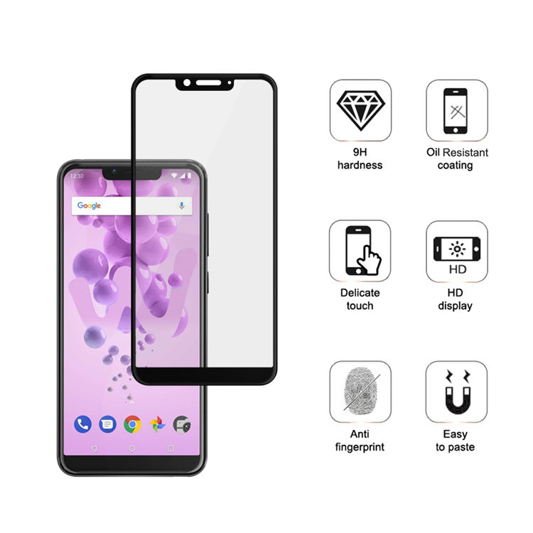 Dlix 2.5D silk print full glue tempered glass screen protector for Wiko View 2 Go