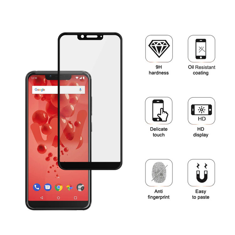 Dlix 2.5D silk print full glue tempered glass screen protector for Wiko View 2 Plus