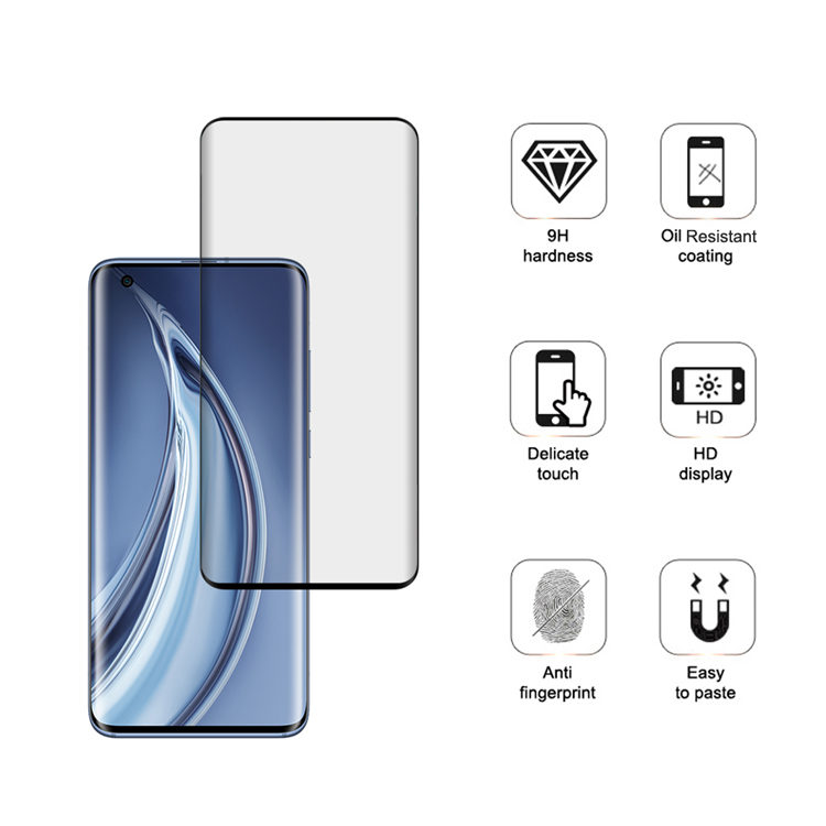 Dlix 3D hot bending full glue tempered glass screen protector for Xiaomi 10 Pro