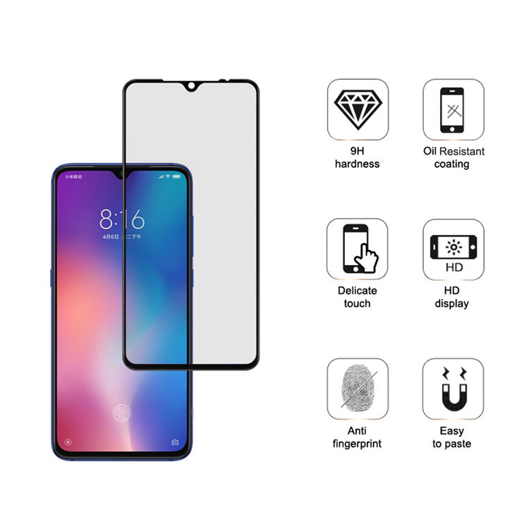 Dlix 3D hot bending edge glue tempered glass screen protector for Xiaomi 9