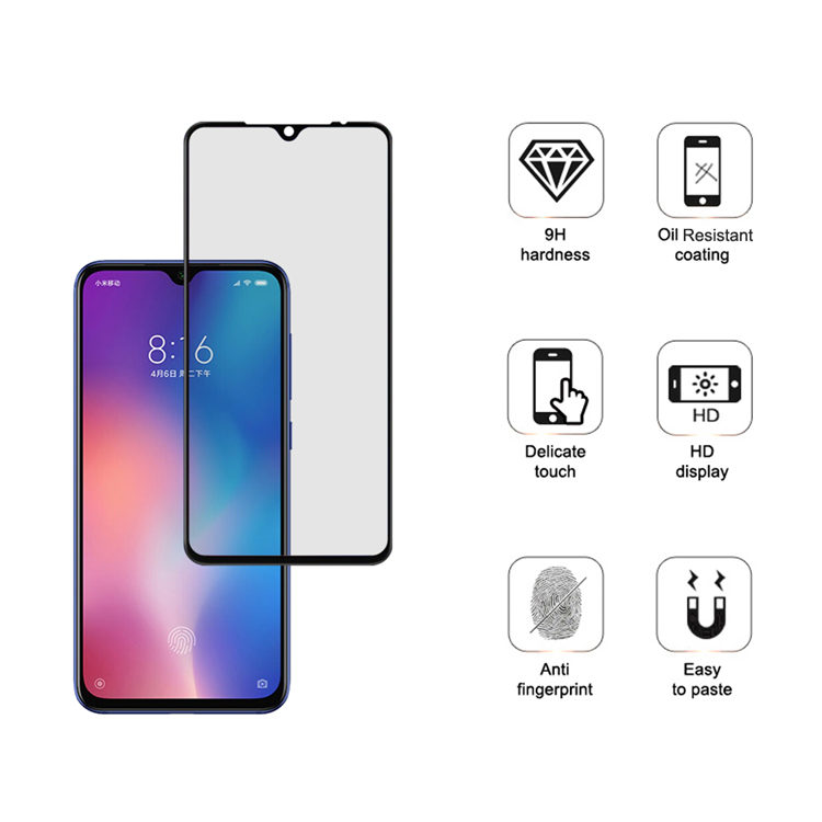 Dlix 2.5D silk print full glue tempered glass screen protector for Xiaomi 9 SE