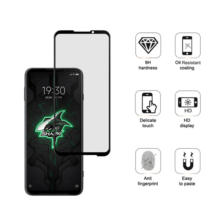 Dlix 3D hot bending edge glue tempered glass screen protector for Xiaomi Black Shark 3